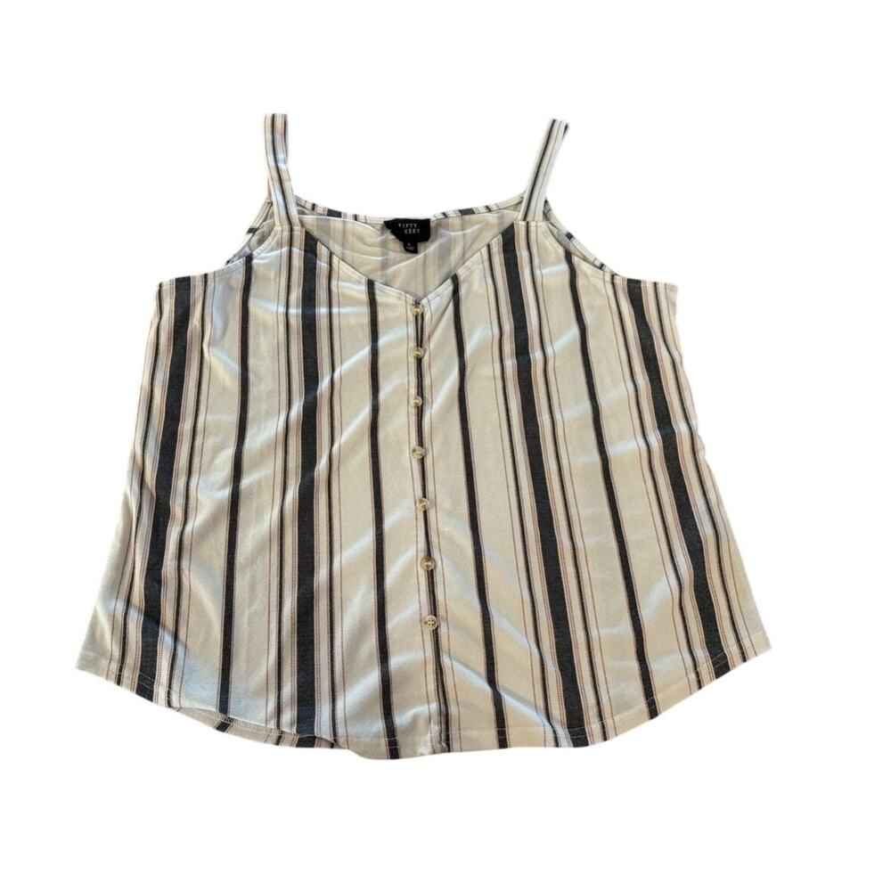 Fifty Street Striped Button Front Cami Tank Top Women's XL Sleeveless Casual